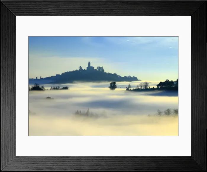 Framed Print : Montecastello, Piedmont, Italy. Hills of Alexandria in the fog Framed Print : Montecastello, Piedmont, Italy. Hills of Alexandria in the fog