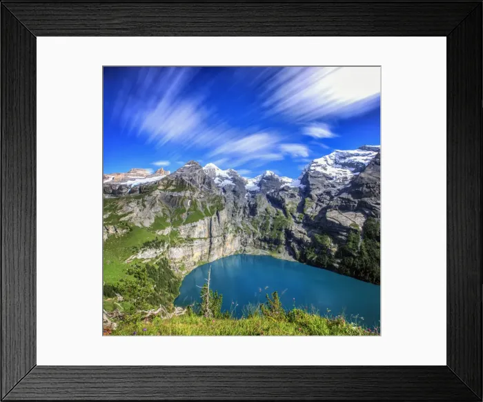 Framed Print : Summer view of Lake Oeschinensee Bernese Oberland Kandersteg Canton of Bern Switzerland Framed Print : Summer view of Lake Oeschinensee Bernese Oberland Kandersteg Canton of Bern Switzerland