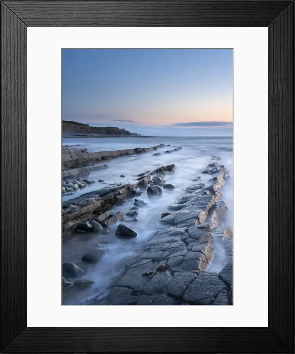 Framed Print : Rocky ledges in twilight, Kilve Beach, Somerset, England. Summer (June) Framed Print : Rocky ledges in twilight, Kilve Beach, Somerset, England. Summer (June)
