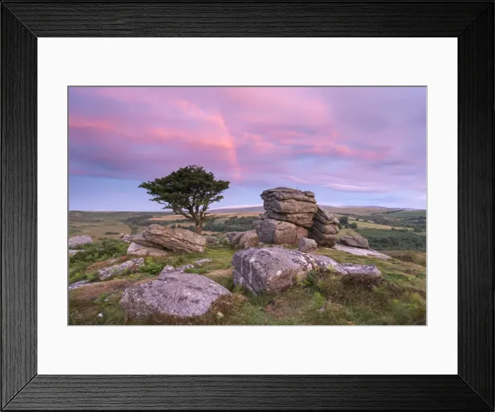 Framed Print : Dawn rainbow above Holwell Tor, Dartmoor, Devon, England. Summer (August) Framed Print : Dawn rainbow above Holwell Tor, Dartmoor, Devon, England. Summer (August)