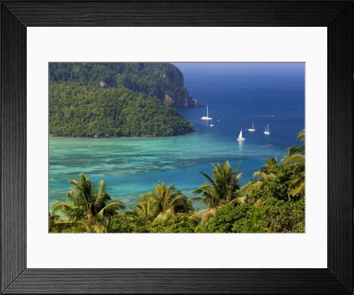 Framed Print : Thailand, Krabi Province, Ko Phi Phi Don Island, View of Ao Ton Sai and Ao Lo Dalam