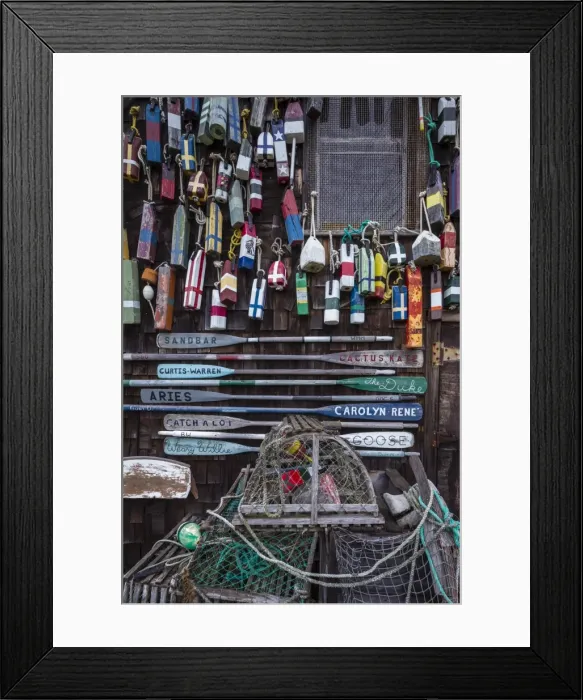 Framed Print : USA, Massachusetts, Cape Ann, Lanesville, small house covered in lobster traps Framed Print : USA, Massachusetts, Cape Ann, Lanesville, small house covered in lobster traps