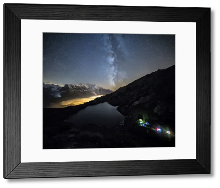 Framed Print : Stars and Milky Way illuminate the snowy peaks around Lac de Cheserys, Chamonix, Haute Savoie Framed Print : Stars and Milky Way illuminate the snowy peaks around Lac de Cheserys, Chamonix, Haute Savoie