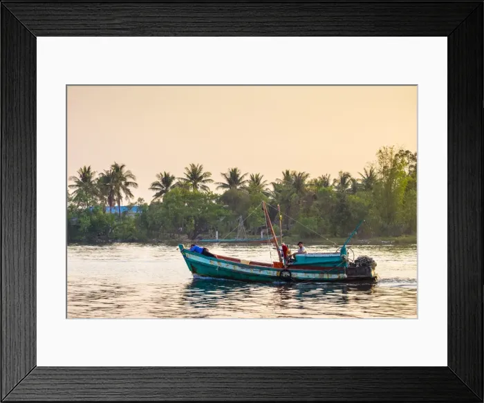 Framed Print : Men on a fishing boat on the Kampot River at sunset, Kampot, Kampot Province, Cambodia Framed Print : Men on a fishing boat on the Kampot River at sunset, Kampot, Kampot Province, Cambodia