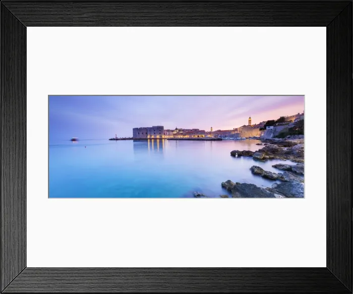 Framed Print : Croatia, Dalmatia, Dubrovnik, Sunset over the old town and harbour Framed Print : Croatia, Dalmatia, Dubrovnik, Sunset over the old town and harbour