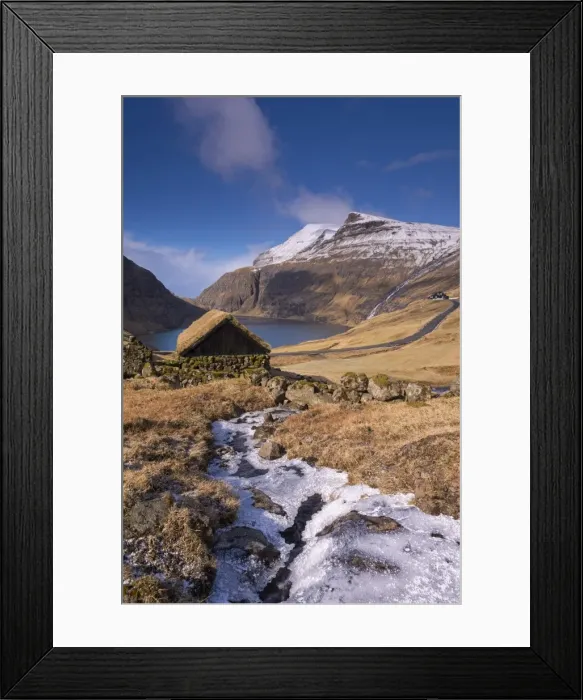 Framed Print : Turf roofed hut in the ancient village of Saksun on the island of Streymoy, Faroe Islands Framed Print : Turf roofed hut in the ancient village of Saksun on the island of Streymoy, Faroe Islands