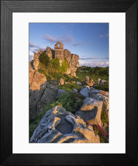 Framed Print : 15th Century ruined chapel on top of Roche Rock, Roche, Cornwall, England. Summer Framed Print : 15th Century ruined chapel on top of Roche Rock, Roche, Cornwall, England. Summer