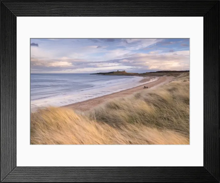 Framed Print : Embleton Bay and Dunstanburgh Castle, Northumberland, England. Winter (February) 2016