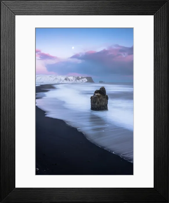 Framed Print : Vik, Southern Iceland, Europe. The black beach of Reynisfjara on a winter sunset Framed Print : Vik, Southern Iceland, Europe. The black beach of Reynisfjara on a winter sunset