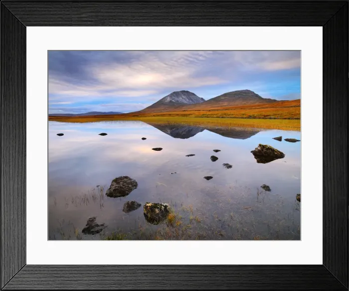 Framed Print : Ireland, Co. Donegal, Mount Errigal reflected in lake Framed Print : Ireland, Co. Donegal, Mount Errigal reflected in lake