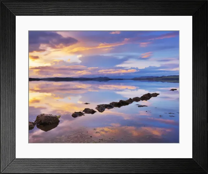 Framed Print : Ireland, Co. Donegal, Mulroy bay, Stepping stones at dusk Framed Print : Ireland, Co. Donegal, Mulroy bay, Stepping stones at dusk