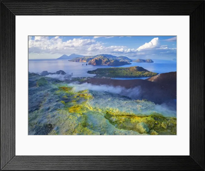 Framed Print : Europe, Italy, Sicily, Aeolian Islands, Vulcano Island, High angle view of, Aeolian Framed Print : Europe, Italy, Sicily, Aeolian Islands, Vulcano Island, High angle view of, Aeolian