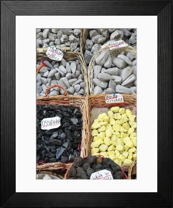 Framed Print : Volcanic rock souvenirs, Lipari Island, Aeolian Islands, UNESCO World Heritage Site