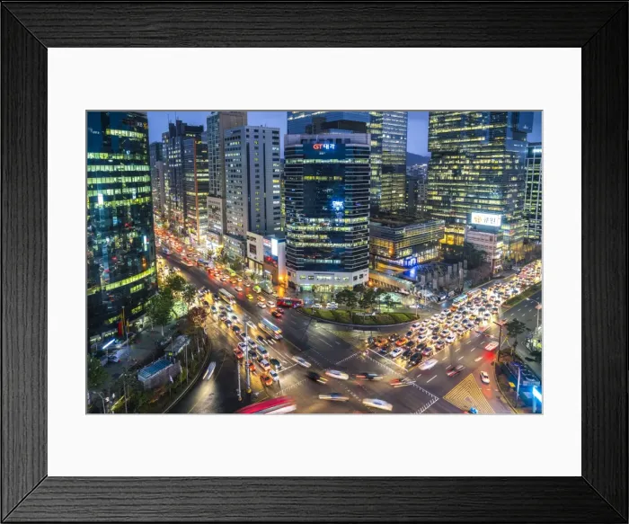 Framed Print : View over busy Gangnam at dusk, Gangnam District, Seoul, South Korea Framed Print : View over busy Gangnam at dusk, Gangnam District, Seoul, South Korea