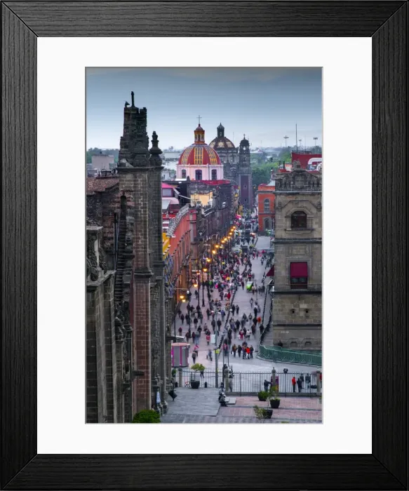 Framed Print : Mexico, Mexico City, Emiliano Zapata Street, Pedestrian Way, Dusk, Centro Historico Framed Print : Mexico, Mexico City, Emiliano Zapata Street, Pedestrian Way, Dusk, Centro Historico