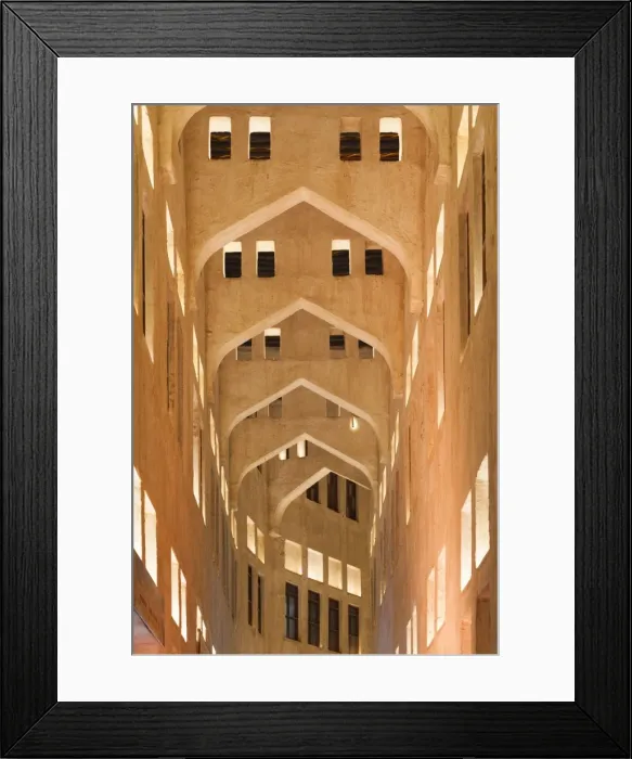 Framed Print : Qatar, Doha, Souq Waqif, redeveloped bazaar area, building detail Framed Print : Qatar, Doha, Souq Waqif, redeveloped bazaar area, building detail