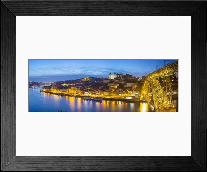 Framed Print : Portugal, Douro Litoral, Porto. Dusk in the UNESCO listed Ribeira district Framed Print : Portugal, Douro Litoral, Porto. Dusk in the UNESCO listed Ribeira district