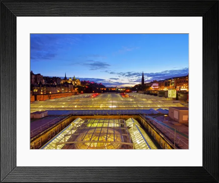 Framed Print : UK, Scotland, Lothian, Edinburgh, Waverley Train Station located between the Old Town Framed Print : UK, Scotland, Lothian, Edinburgh, Waverley Train Station located between the Old Town