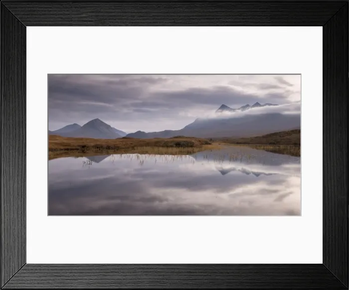 Framed Print : Sgurr nan Gillean mountain reflected in Loch nan Eilean, Glen Sligachan, Isle of SKye, Scotland