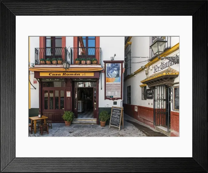 Framed Print : Tapas restaurant in the primary tourist neighborhood of Santa Cruz in Seville, Andalusia Framed Print : Tapas restaurant in the primary tourist neighborhood of Santa Cruz in Seville, Andalusia