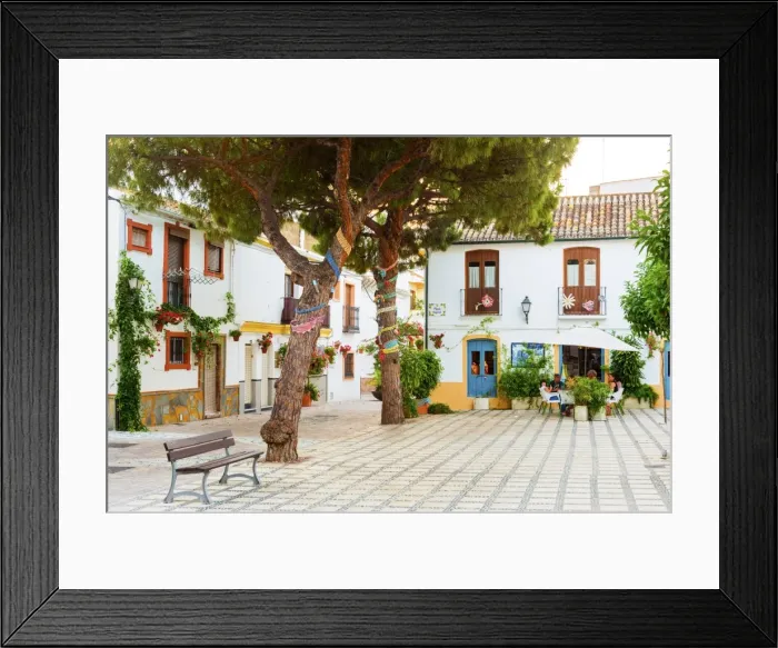 Framed Print : Spain, Andalusia, Estepona, Old town; Colourful square Framed Print : Spain, Andalusia, Estepona, Old town; Colourful square