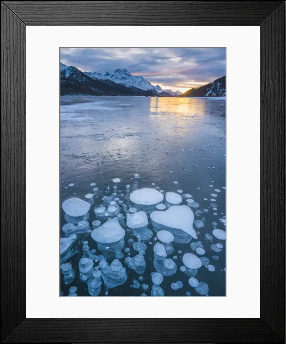 Framed Print : Silvaplana, Engadine valley, Switzerland. Frozen bubbles in the Lake Silvaplana Framed Print : Silvaplana, Engadine valley, Switzerland. Frozen bubbles in the Lake Silvaplana