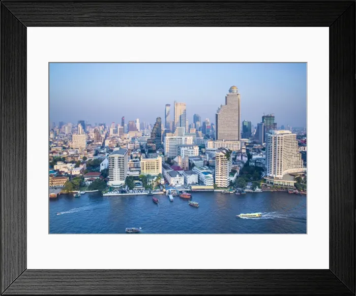 Framed Print : Bangkok Skyline and Chao Phraya river, Bangkok, Thailand Framed Print : Bangkok Skyline and Chao Phraya river, Bangkok, Thailand