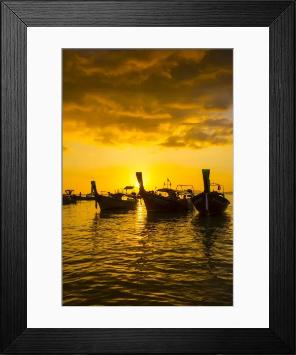 Framed Print : Longtail boats on West Railay beach, Railay Peninsula, Krabi Province, Thailand