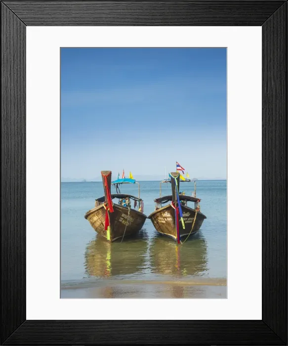 Framed Print : Longtail boats on West Railay beach, Railay Peninsula, Krabi Province, Thailand Framed Print : Longtail boats on West Railay beach, Railay Peninsula, Krabi Province, Thailand