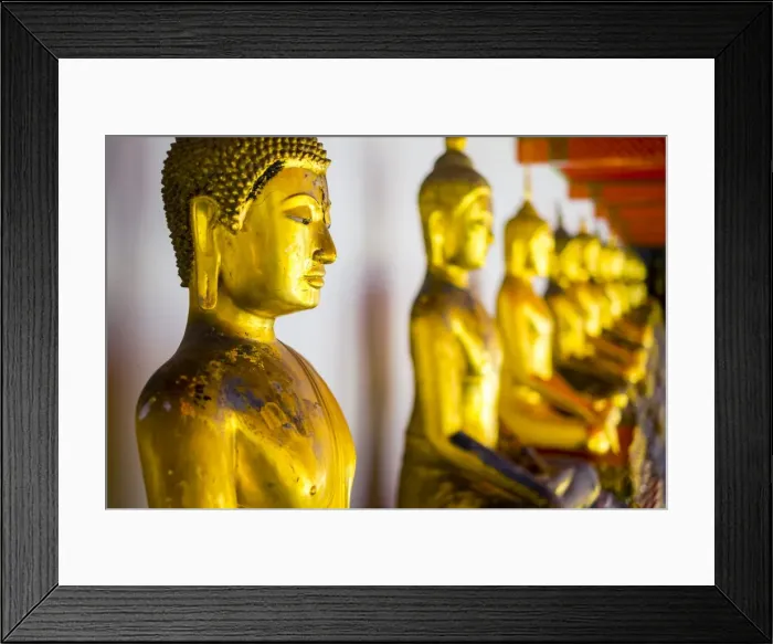 Framed Print : Golden Buddha statues, Wat Pho (Temple of the Reclining Buddha), Bangkok, Thailand Framed Print : Golden Buddha statues, Wat Pho (Temple of the Reclining Buddha), Bangkok, Thailand