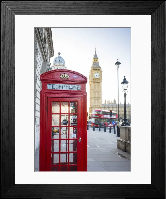 Framed Print : Red telephone box & Big Ben, Houses of Parliament, London, England, UK Framed Print : Red telephone box & Big Ben, Houses of Parliament, London, England, UK