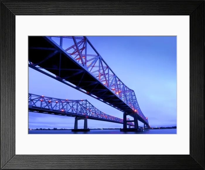 Framed Print : Louisiana, New Orleans, Crescent City Connection Bridges, Twin Cantilever Bridges Framed Print : Louisiana, New Orleans, Crescent City Connection Bridges, Twin Cantilever Bridges