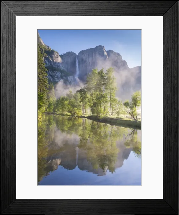 Framed Print : Yosemite Falls reflected in the Merced River at dawn, Yosemite National Park, California, USA