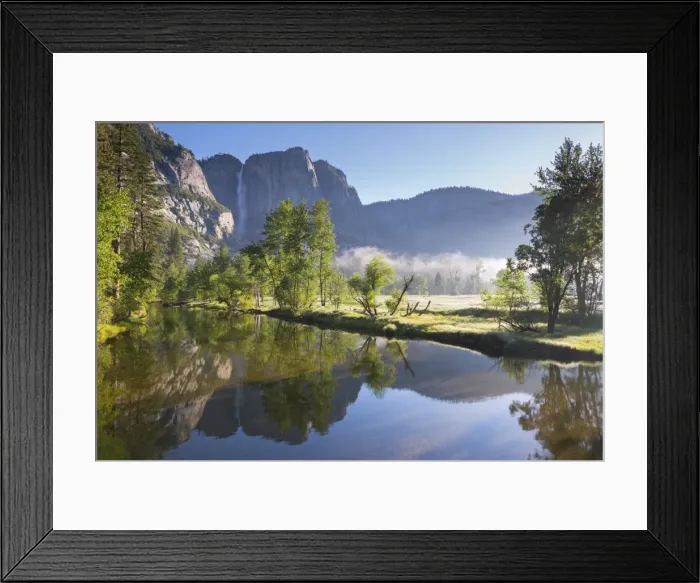 Framed Print : Yosemite Falls and the Merced River at dawn on a misty Spring morning, Yosemite Valley Framed Print : Yosemite Falls and the Merced River at dawn on a misty Spring morning, Yosemite Valley