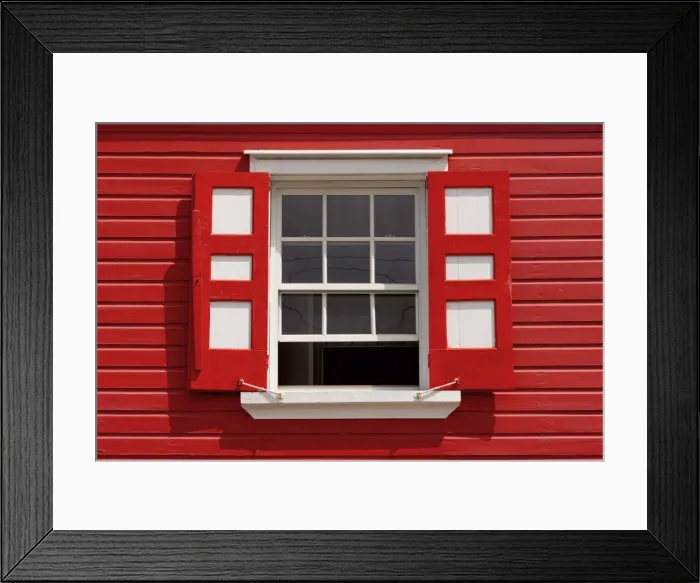 Framed Print : Caribbean, Antigua, St. Johns, Heritage Quay, Traditional shutters Framed Print : Caribbean, Antigua, St. Johns, Heritage Quay, Traditional shutters