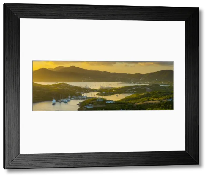 Framed Print : Caribbean, Antigua, English Harbour from Shirley Heights, Sunset