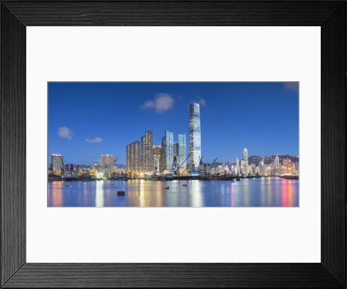 Framed Print : International Commerce Centre (ICC) and Yau Ma Tei Typhoon Shelter at dusk, West Kowloon Framed Print : International Commerce Centre (ICC) and Yau Ma Tei Typhoon Shelter at dusk, West Kowloon