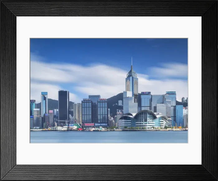 Framed Print : View of Convention Centre and Hong Kong Island skyline, Hong Kong, China