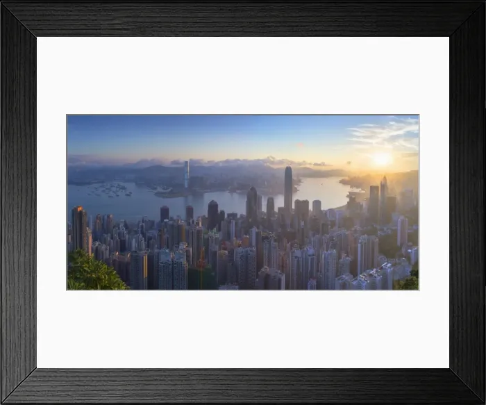 Framed Print : View of Hong Kong Island skyline at dawn, Hong Kong, China Framed Print : View of Hong Kong Island skyline at dawn, Hong Kong, China
