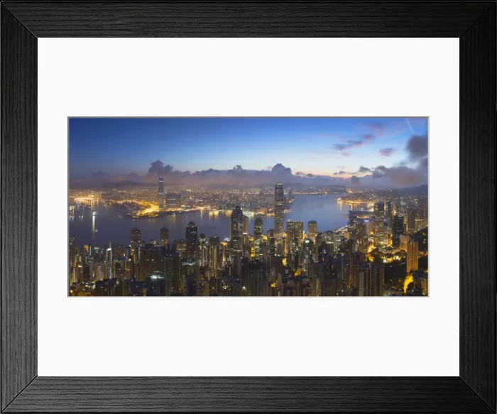 Framed Print : View of Hong Kong Island skyline at dawn, Hong Kong, China Framed Print : View of Hong Kong Island skyline at dawn, Hong Kong, China