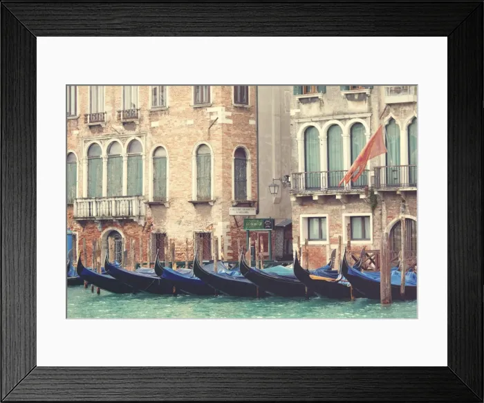 Framed Print : Parked gondolas along the Grand Canal of Venice, Veneto, Venice district, Italy Framed Print : Parked gondolas along the Grand Canal of Venice, Veneto, Venice district, Italy