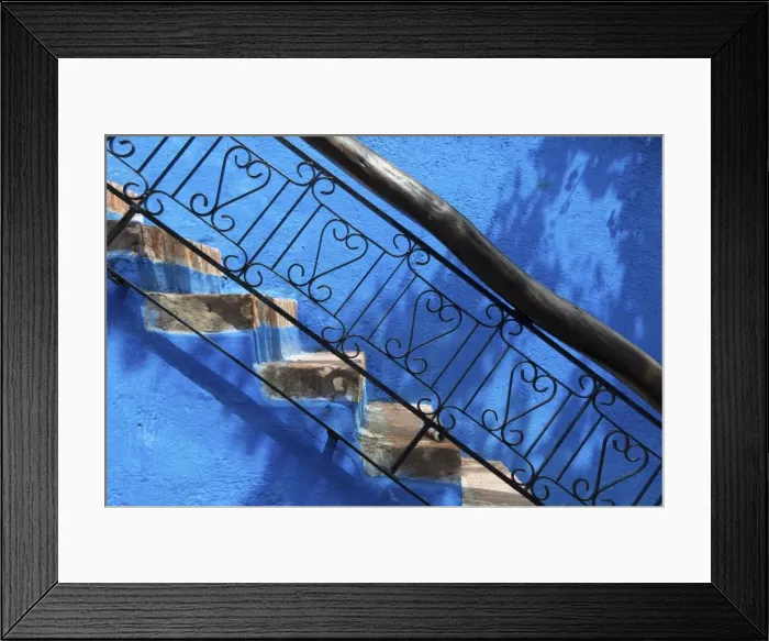 Framed Print : North Africa, Morocco, Chefchaouen district. Staircase detail Framed Print : North Africa, Morocco, Chefchaouen district. Staircase detail