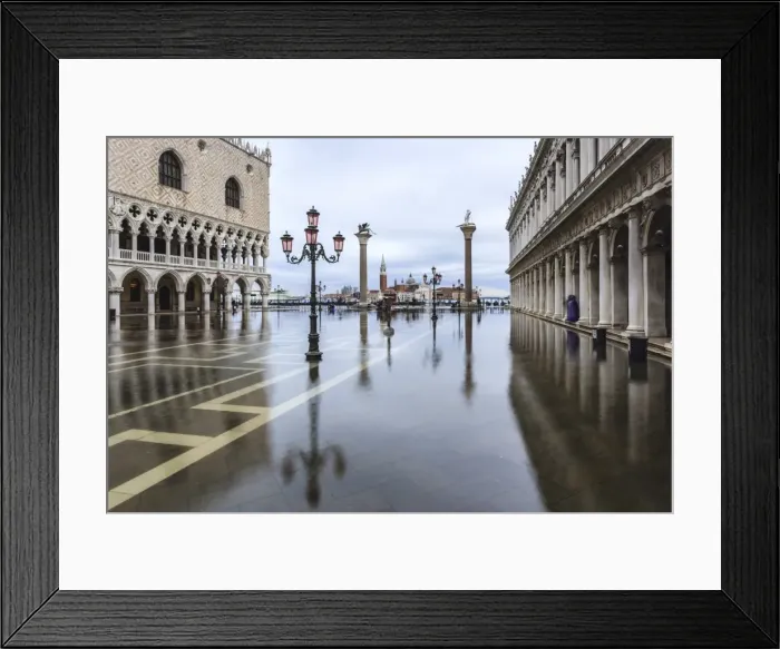 Framed Print : Italy, Veneto, Venice. High water on San Marco Square with Palazzo Ducale on the left Framed Print : Italy, Veneto, Venice. High water on San Marco Square with Palazzo Ducale on the left