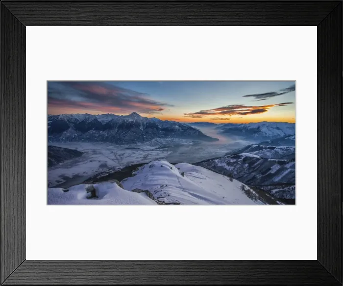 Framed Print : Berlinghera peak, sunset on Como lake in winter, Lombardy, Italy Framed Print : Berlinghera peak, sunset on Como lake in winter, Lombardy, Italy