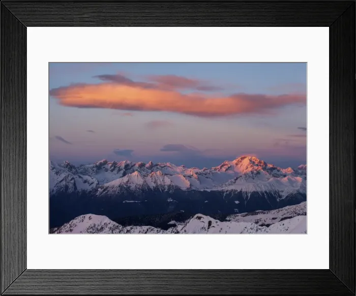 Framed Print : Sunset on the Masino group at Disgrazia peak, Lombardy, Italy
