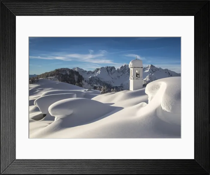 Framed Print : The huts and the bell tower at Alpe Scima covered in snow. Alpe Scima, valchiavenna Framed Print : The huts and the bell tower at Alpe Scima covered in snow. Alpe Scima, valchiavenna