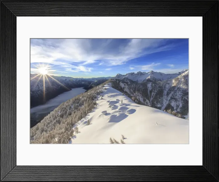 Framed Print : Spectacular aerial view of Alpe Scima and Valchiavenna covered with mist. Lombardy. Italy Framed Print : Spectacular aerial view of Alpe Scima and Valchiavenna covered with mist. Lombardy. Italy