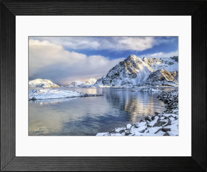 Framed Print : Henningsvaer fjord. Lofoten Islands. Norway. Europe