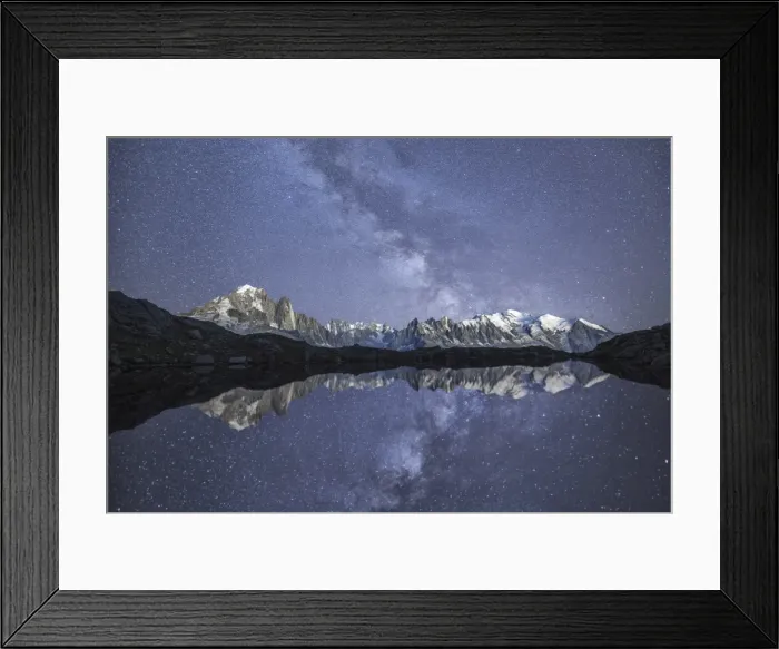 Framed Print : Starry sky over Mont Blanc range seen from Lac de Chesery. Haute Savoie. France Europe Framed Print : Starry sky over Mont Blanc range seen from Lac de Chesery. Haute Savoie. France Europe