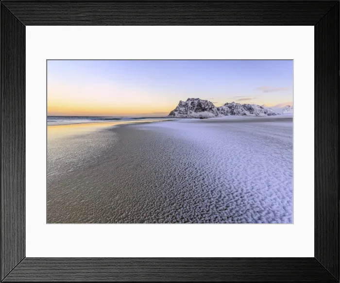 Framed Print : Beach of Uttakleiv. Lofoten Islands Norway Europe